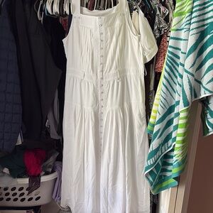 White House Black Market Cream Buttoned Dress